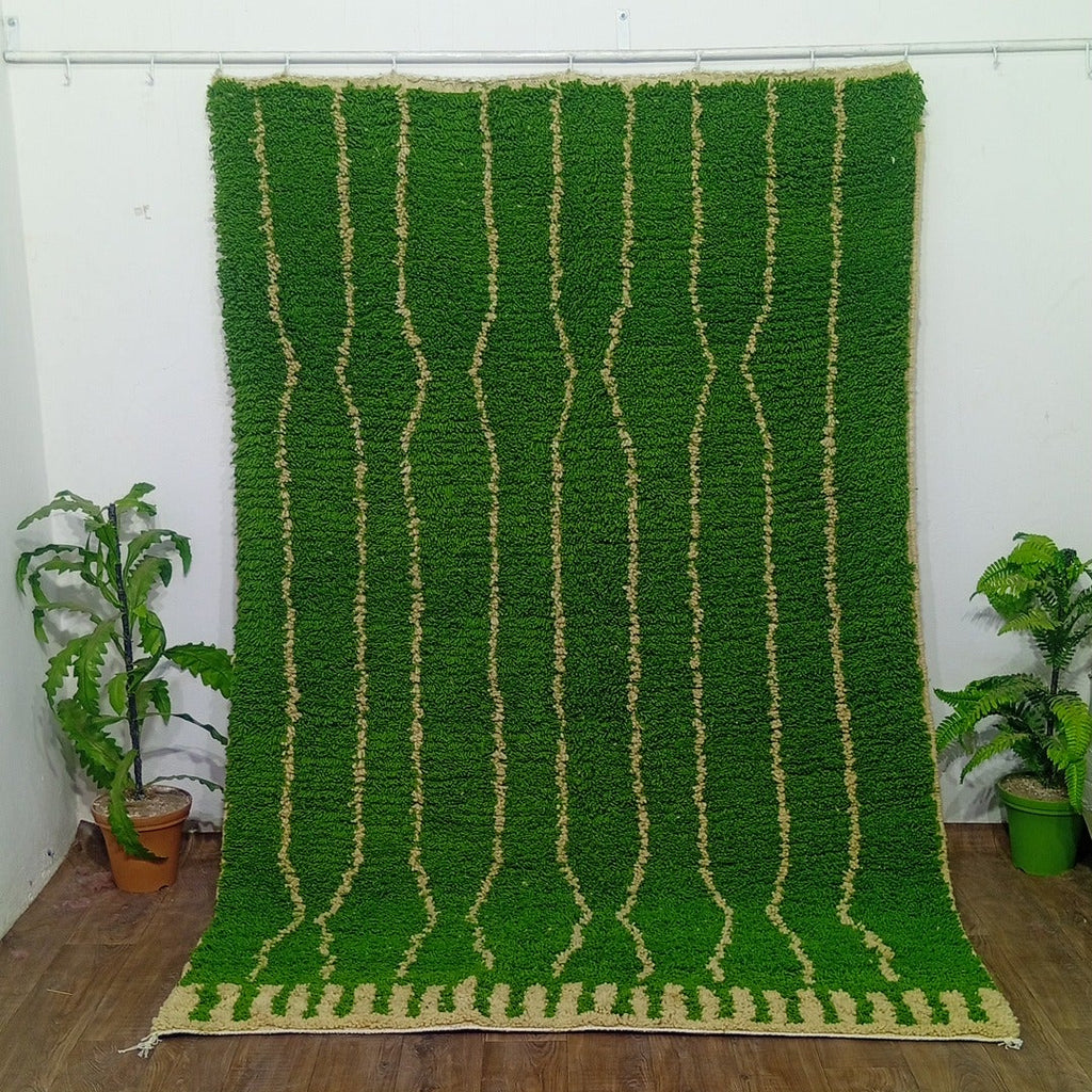 Vibrant Green Moroccan Boujaad Rug – Handmade & Made to Order