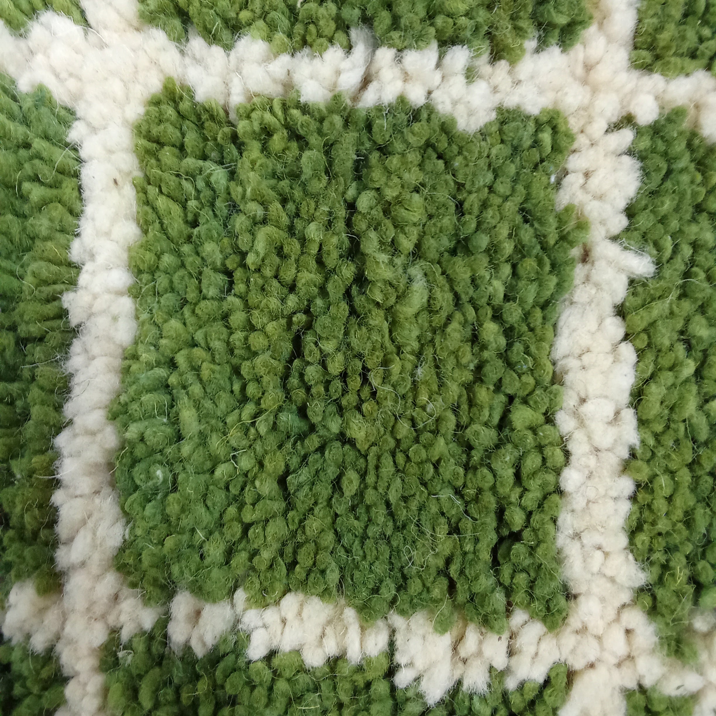 Wool Boho Minimalist Carpet - Custom Handmade Moroccan Green Berber Rug