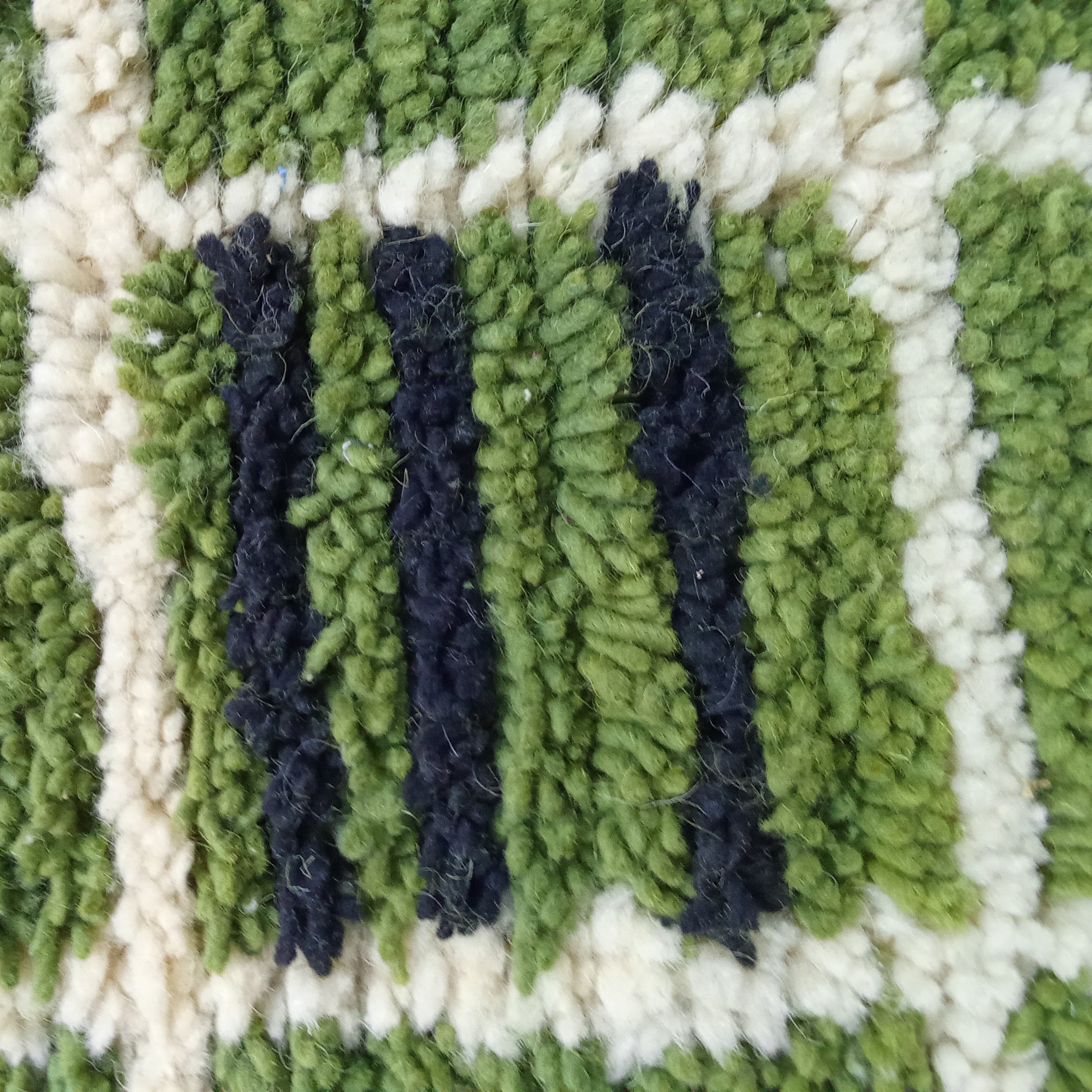 Wool Boho Minimalist Carpet - Custom Handmade Moroccan Green Berber Rug