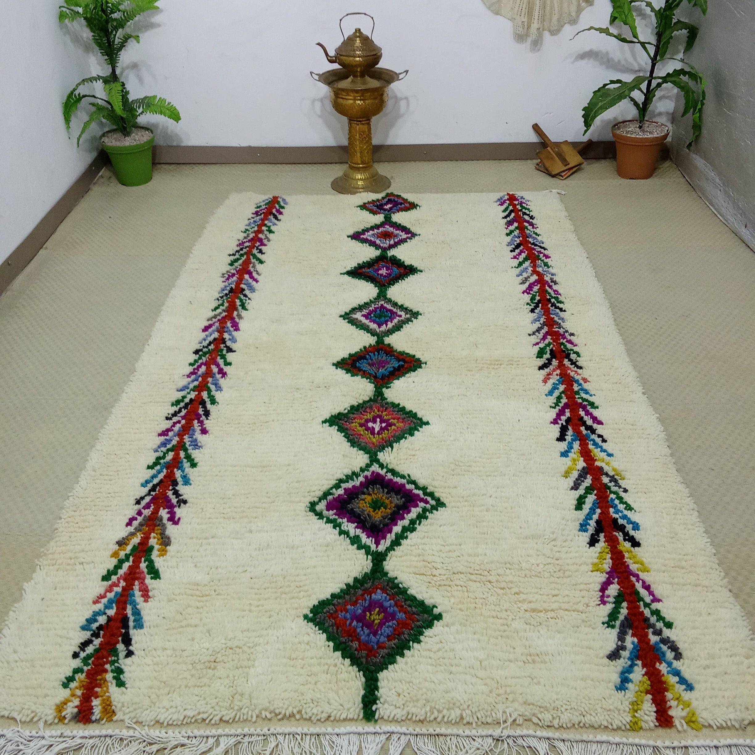 Custom Boho Moroccan Area Rug, Handwoven Wool Berber Carpet, Tribal Diamond Pattern Rug