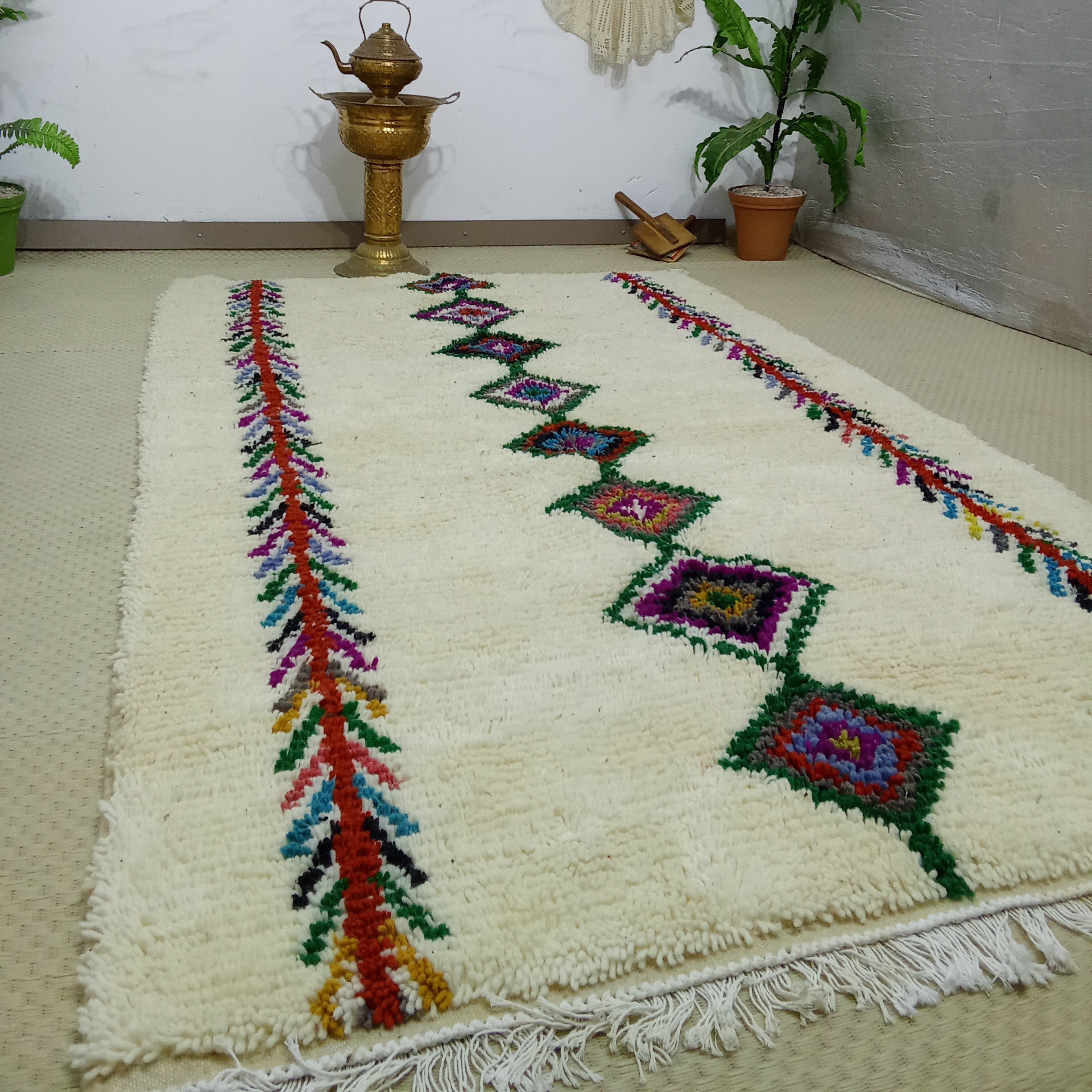 Custom Boho Moroccan Area Rug, Handwoven Wool Berber Carpet, Tribal Diamond Pattern Rug