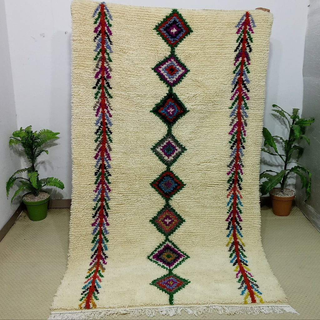 Custom Boho Moroccan Area Rug, Handwoven Wool Berber Carpet, Tribal Diamond Pattern Rug
