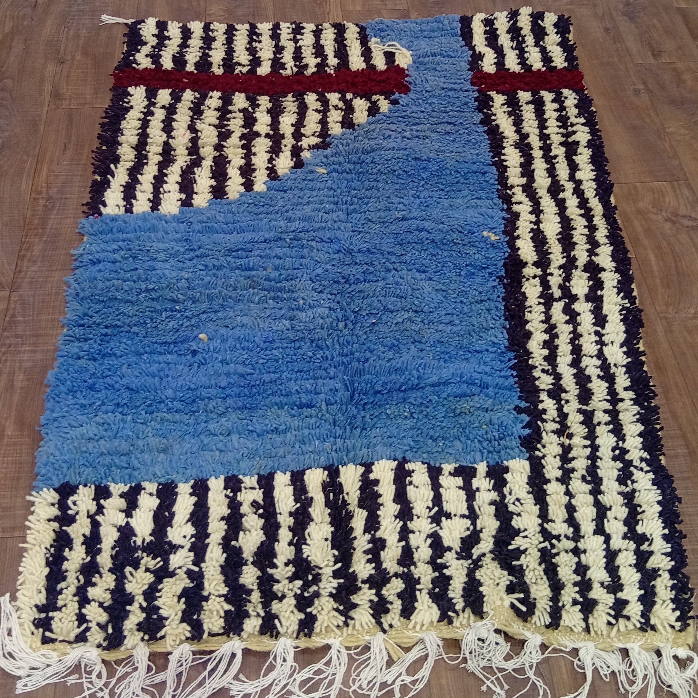 Handmade Moroccan Custom Rug – Blue Geometric Design