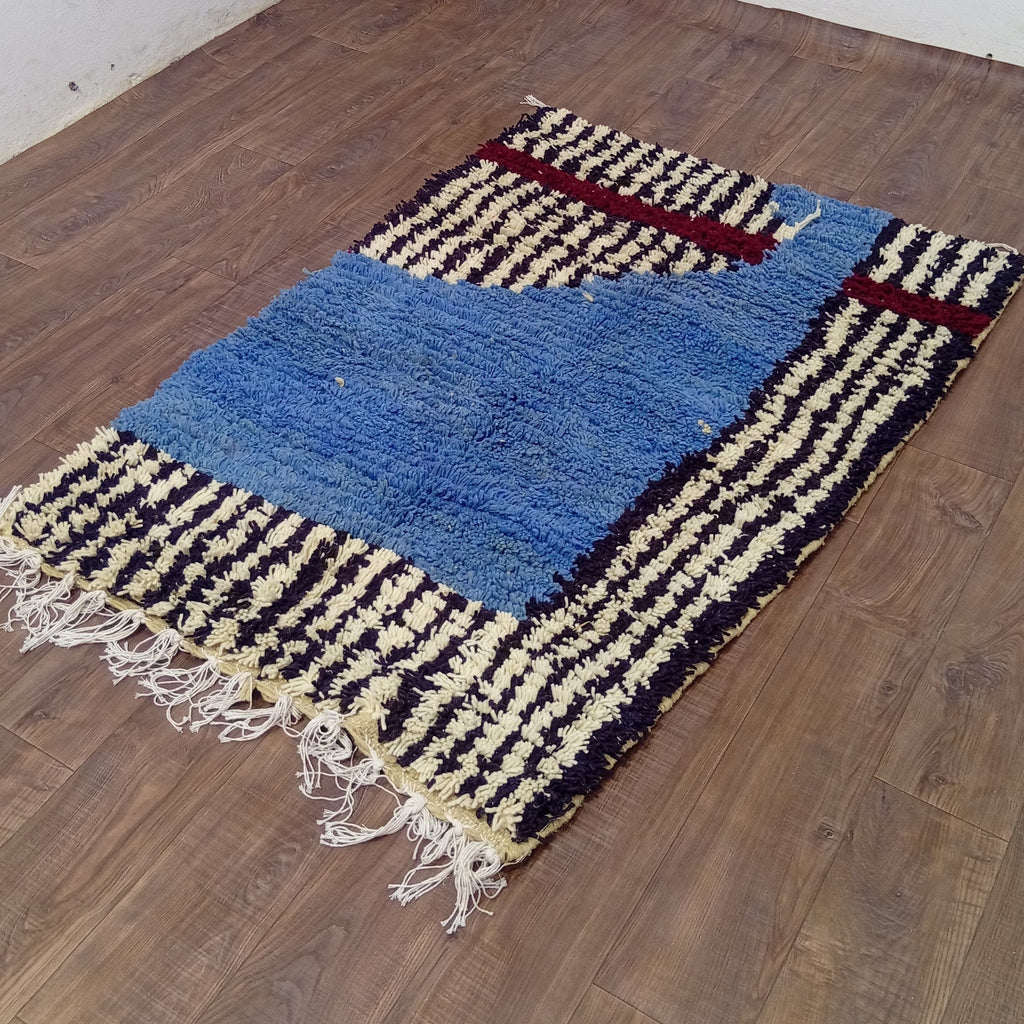 Handmade Moroccan Custom Rug – Blue Geometric Design