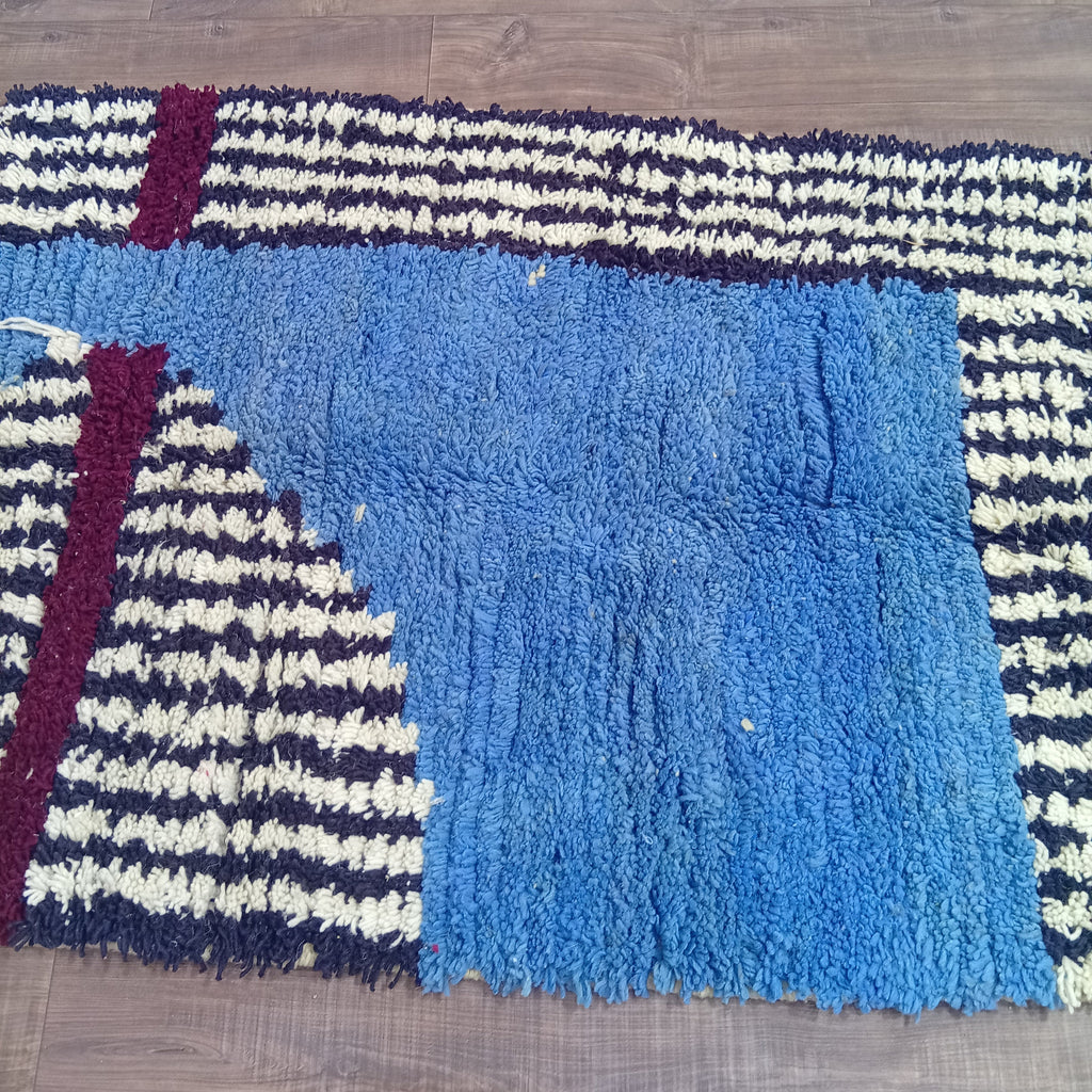 Handmade Moroccan Custom Rug – Blue Geometric Design