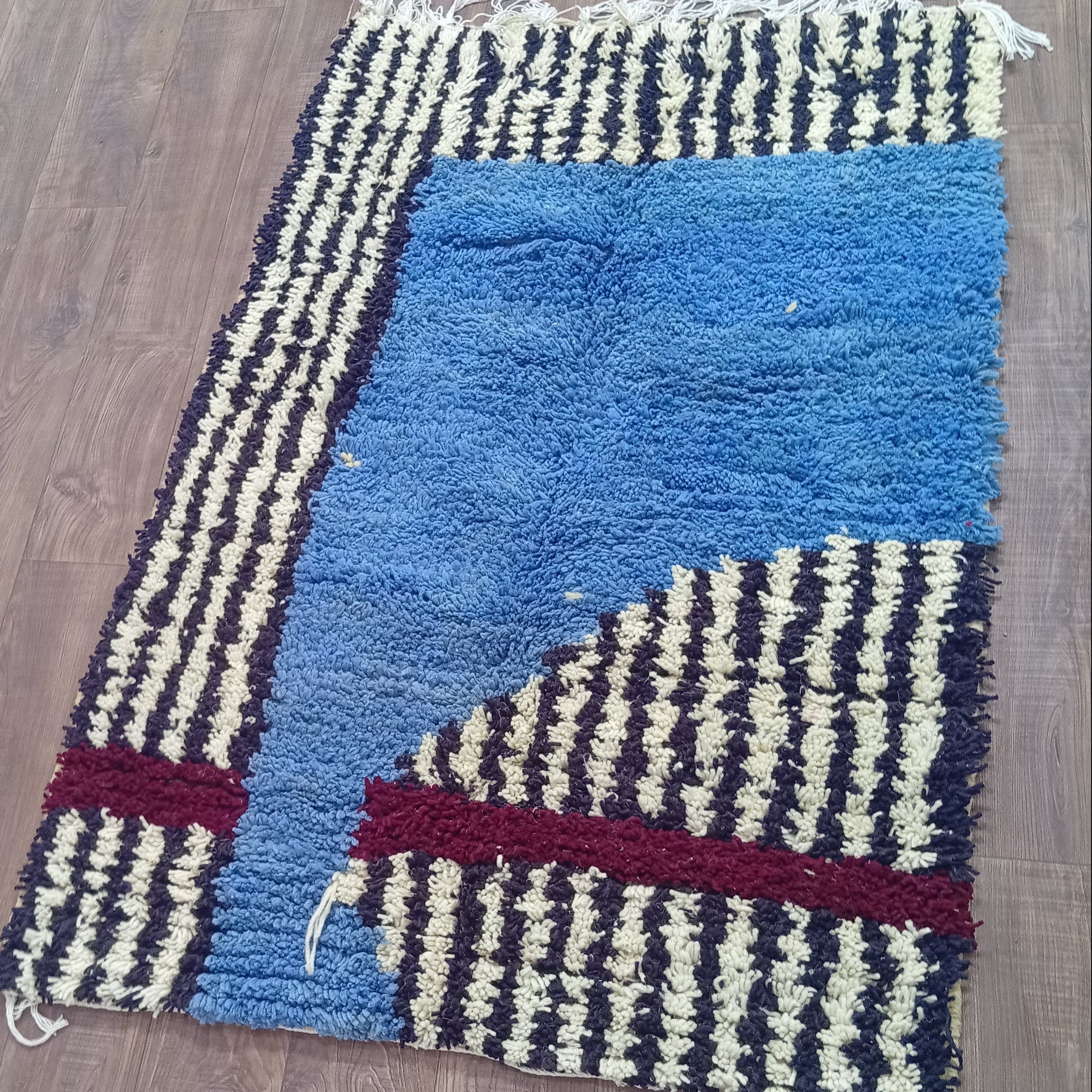 Handmade Moroccan Custom Rug – Blue Geometric Design