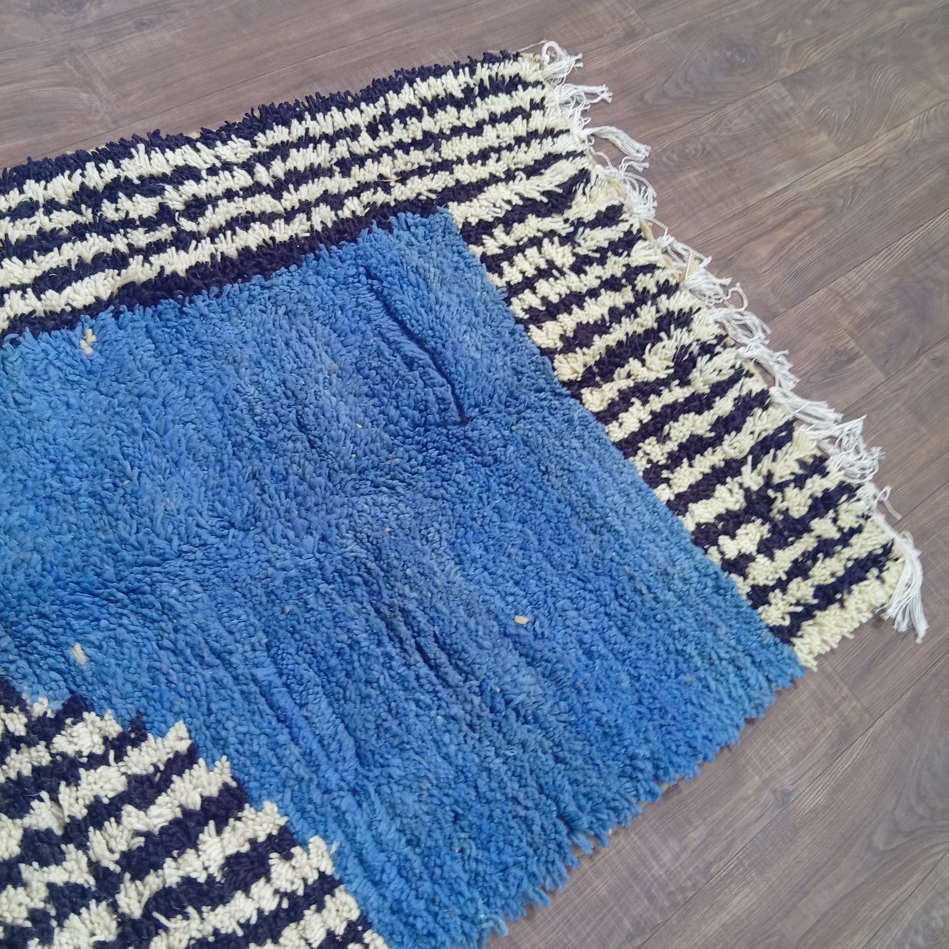 Handmade Moroccan Custom Rug – Blue Geometric Design