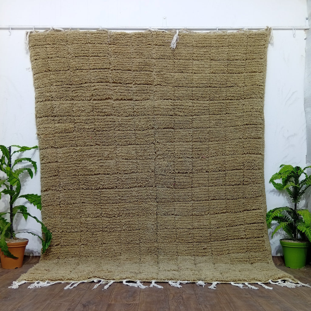 Handmade Moroccan Berber Rug – Neutral Wool Minimalist Carpet, Custom Boho Decor