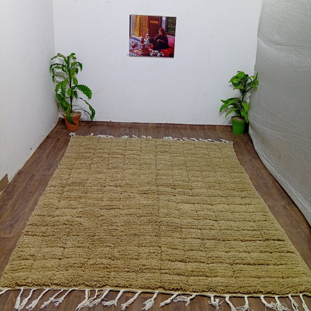 Handmade Moroccan Berber Rug – Neutral Wool Minimalist Carpet, Custom Boho Decor