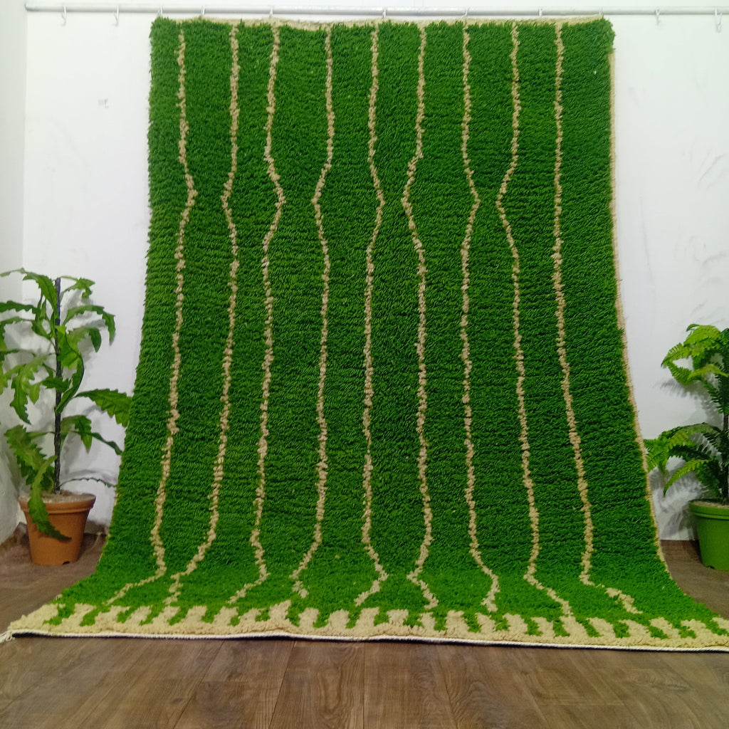 Vibrant Green Moroccan Boujaad Rug – Handmade & Made to Order