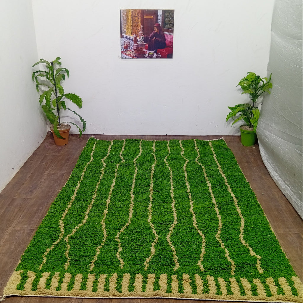 Vibrant Green Moroccan Boujaad Rug – Handmade & Made to Order