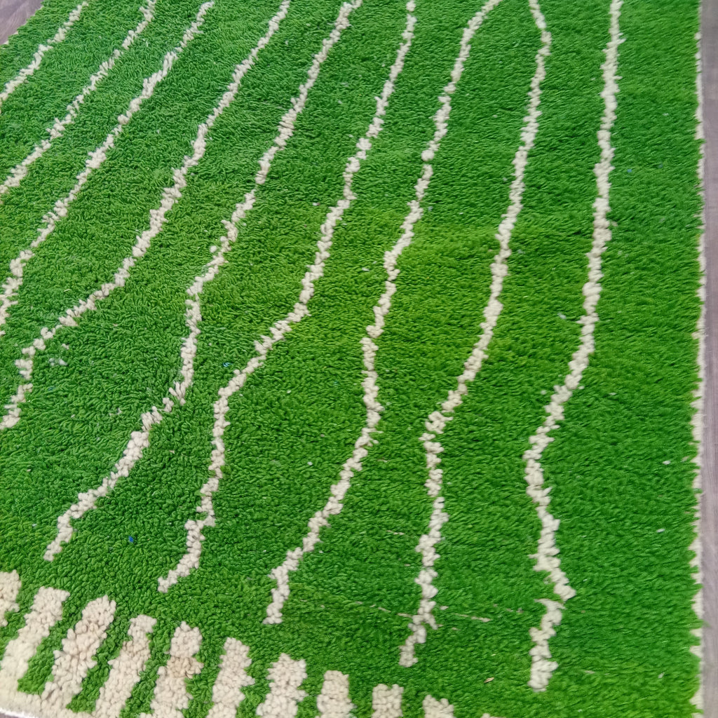 Vibrant Green Moroccan Boujaad Rug – Handmade & Made to Order