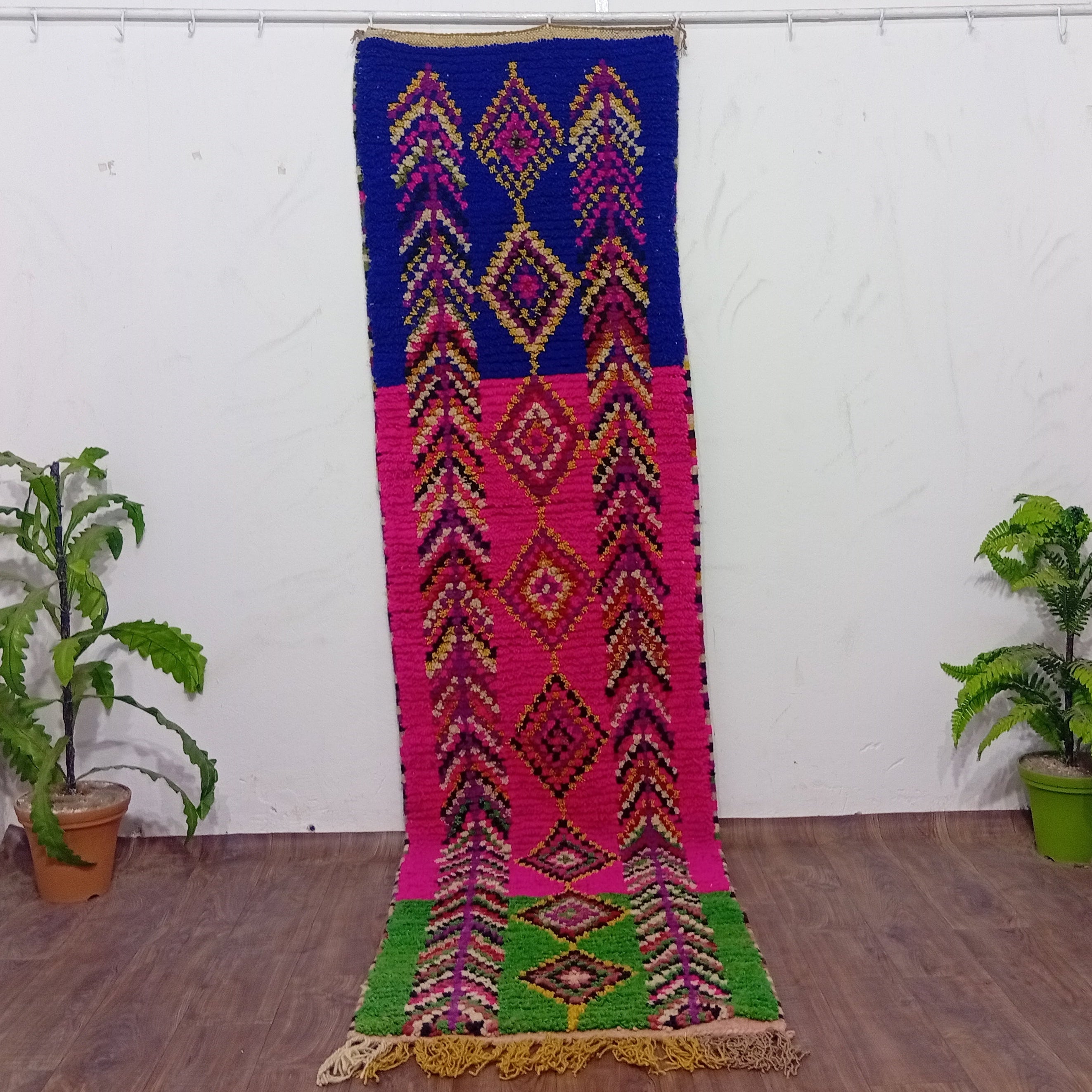 Moroccan Berber Runner Rug, Handwoven Wool Geometric Hallway Carpet, Colorful Boho Floor Runner, Made to Order Handmade Moroccan Decor
