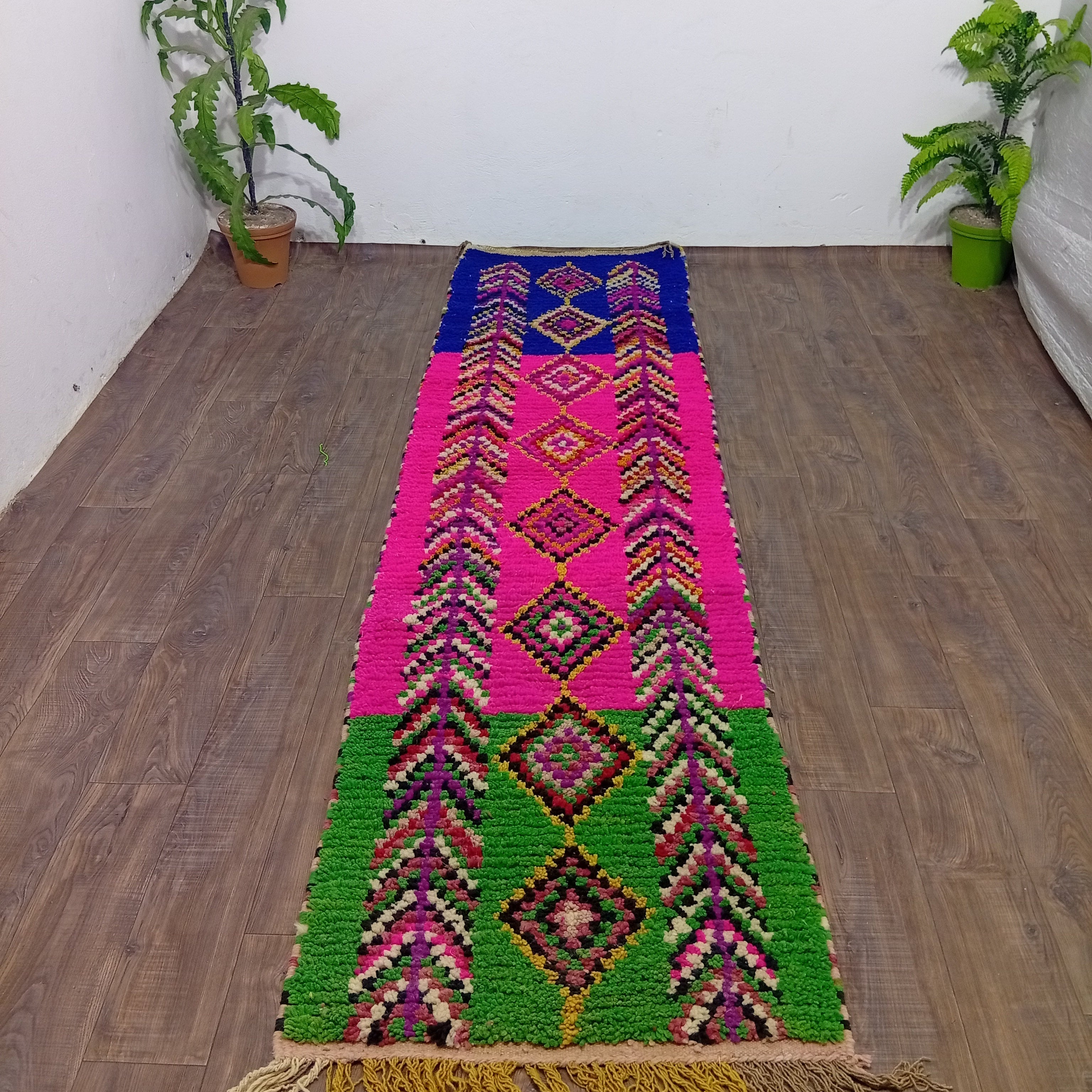 Moroccan Berber Runner Rug, Handwoven Wool Geometric Hallway Carpet, Colorful Boho Floor Runner, Made to Order Handmade Moroccan Decor