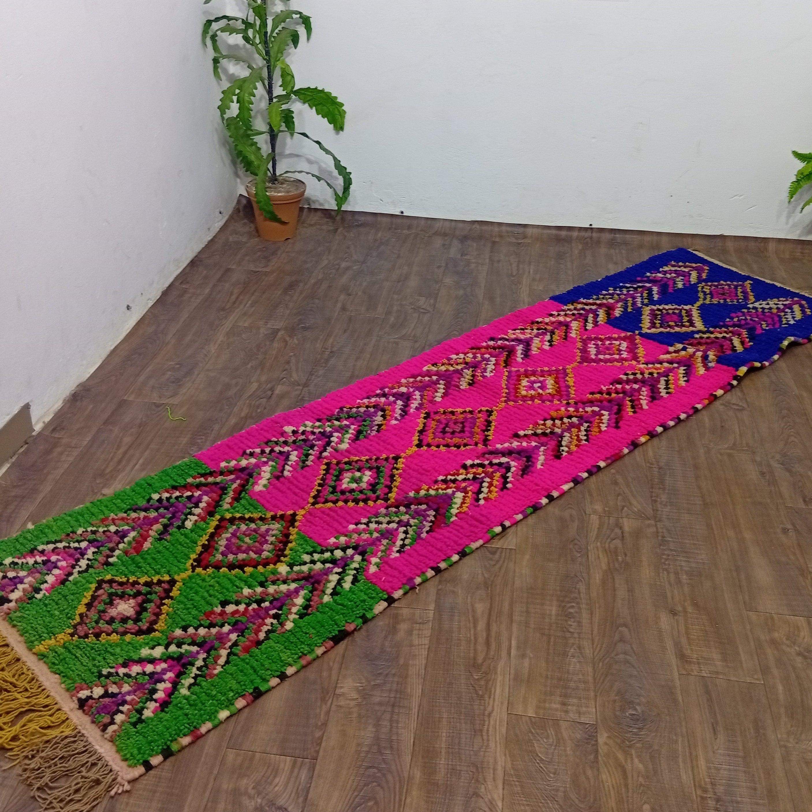 Moroccan Berber Runner Rug, Handwoven Wool Geometric Hallway Carpet, Colorful Boho Floor Runner, Made to Order Handmade Moroccan Decor