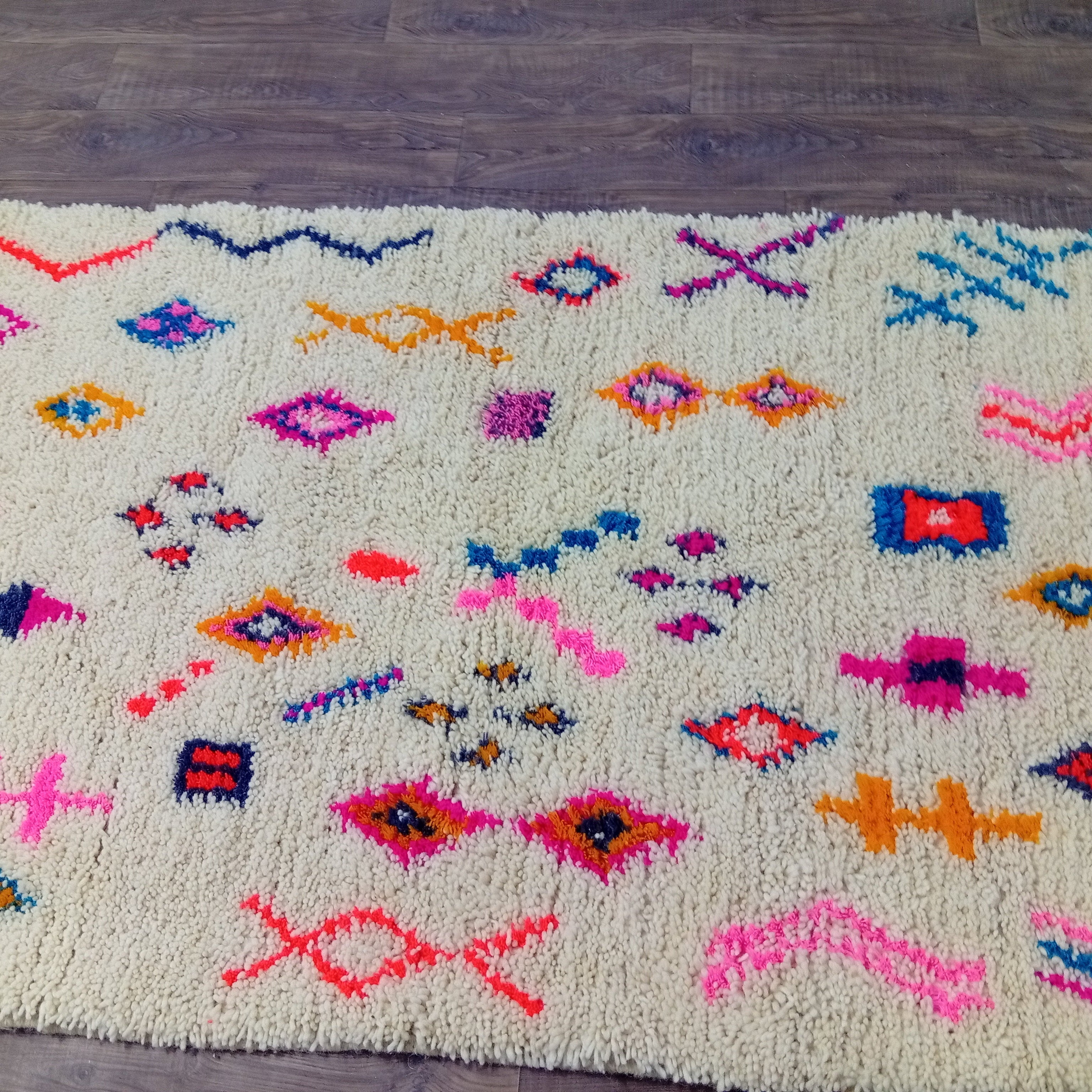 Handmade Moroccan Berber Rug, Geometric Tribal Area Rug, Boho Statement Decor