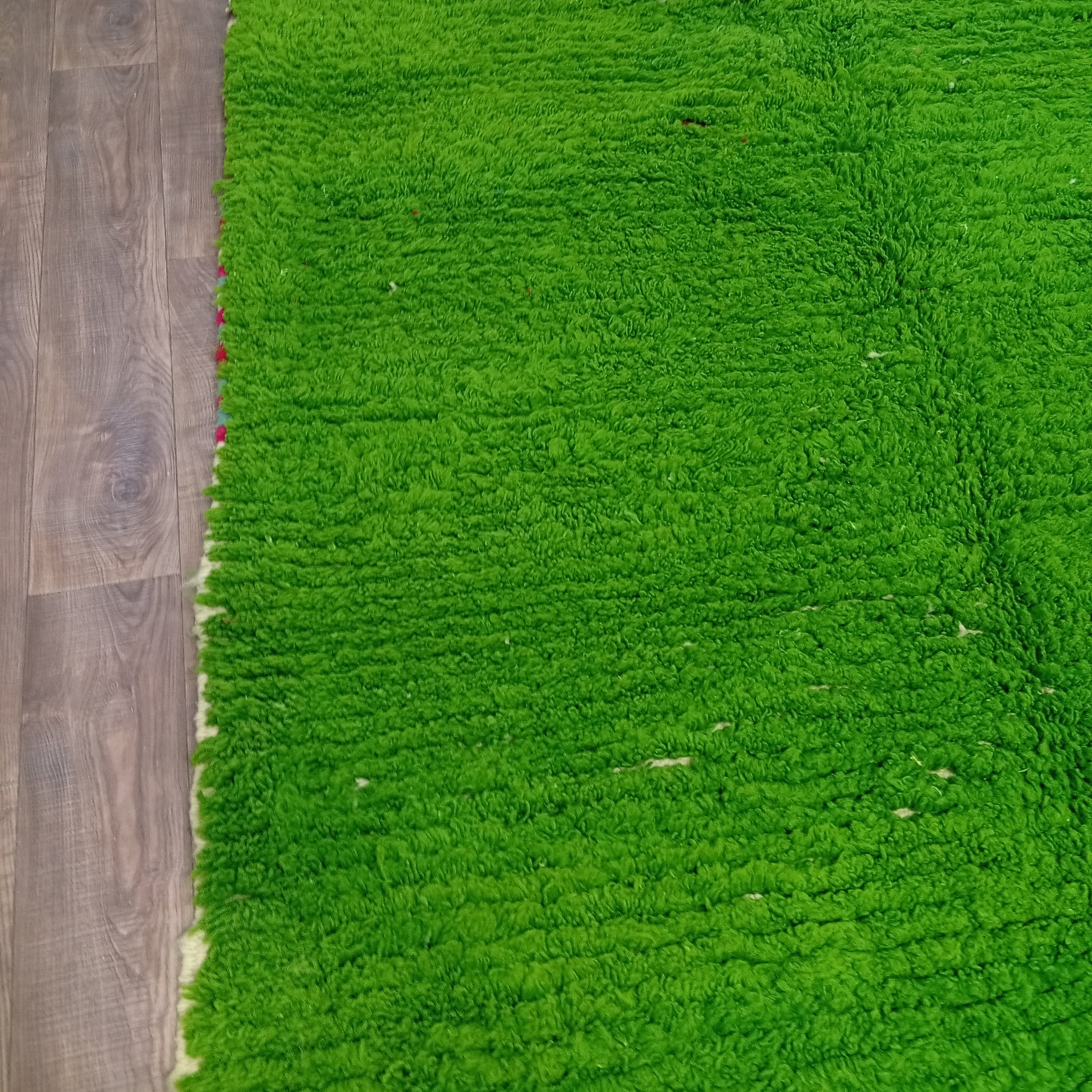 Custom Handmade Moroccan Rug in Green, Thick Wool Berber Carpet