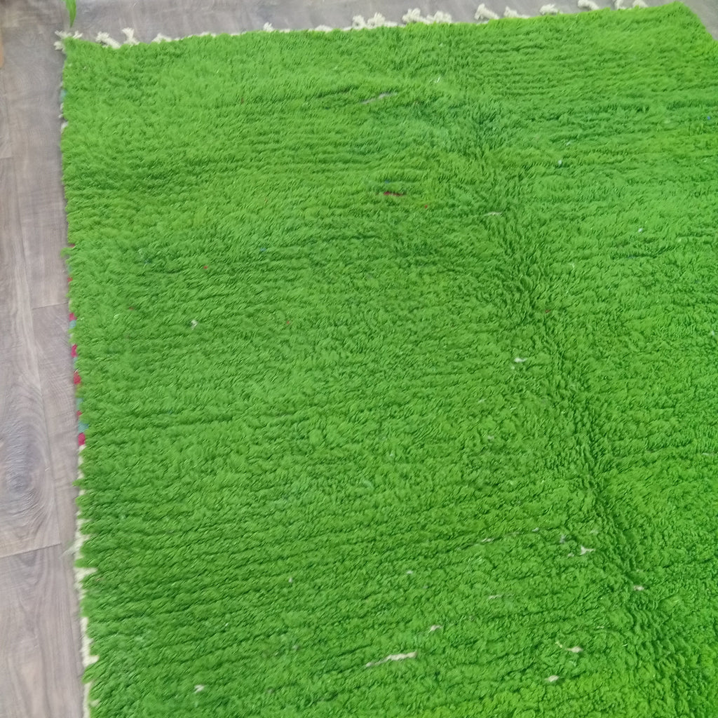 Custom Handmade Moroccan Rug in Green, Thick Wool Berber Carpet