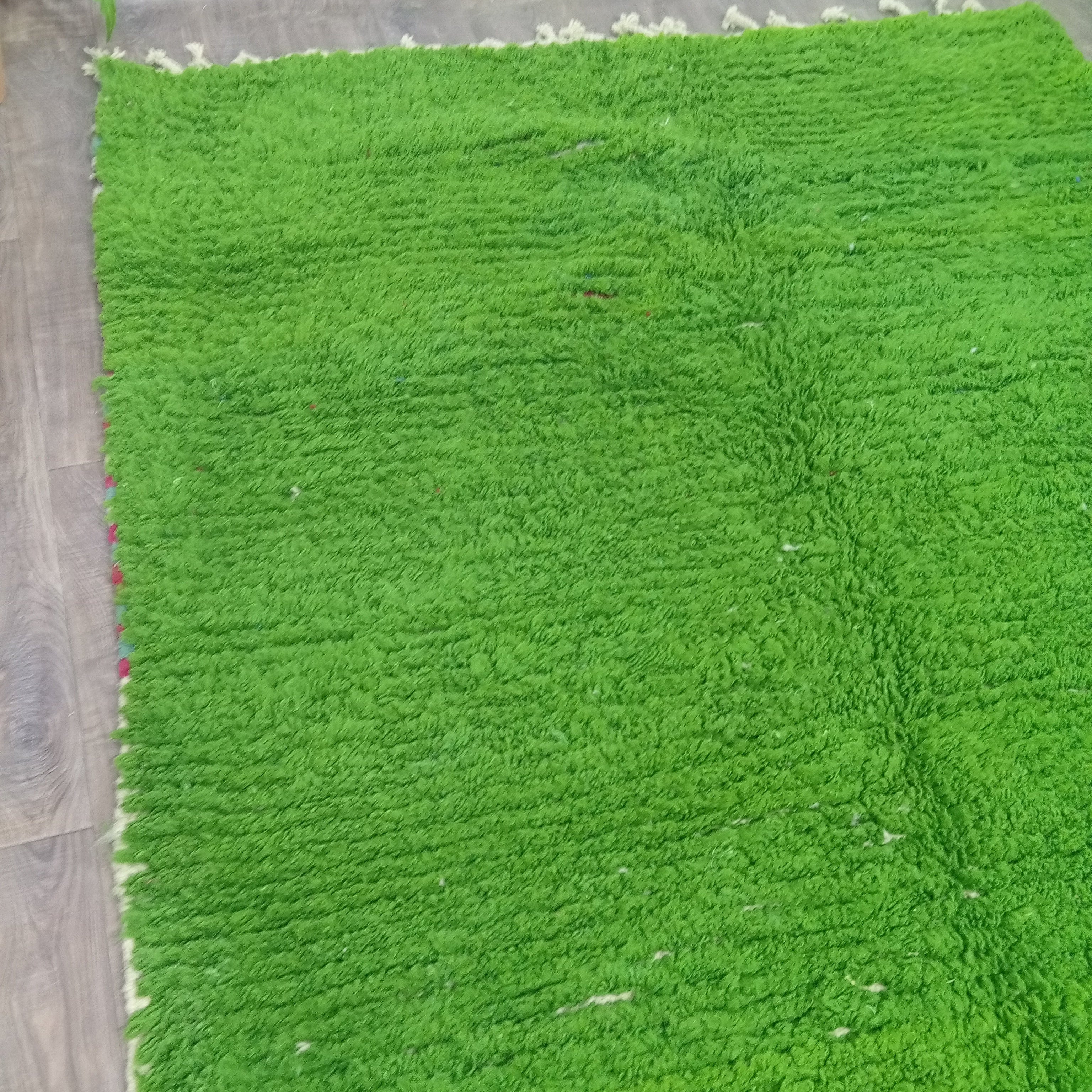 Custom Handmade Moroccan Rug in Green, Thick Wool Berber Carpet
