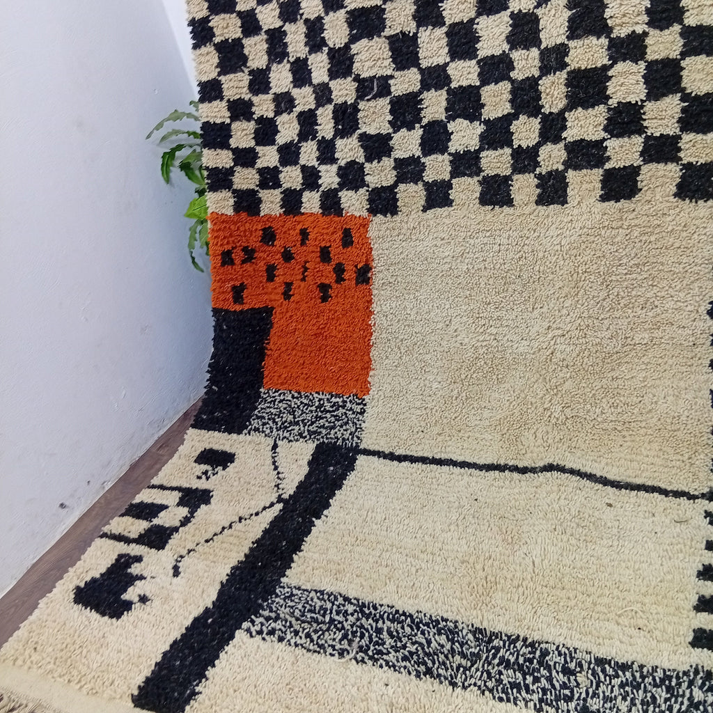 Custom Checkered Moroccan Wool Rug – Handmade Plush Berber Carpet for Living Room or Bedroom