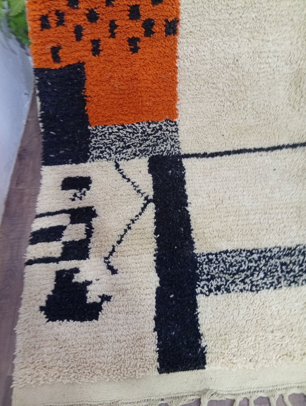 Custom Checkered Moroccan Wool Rug – Handmade Plush Berber Carpet for Living Room or Bedroom