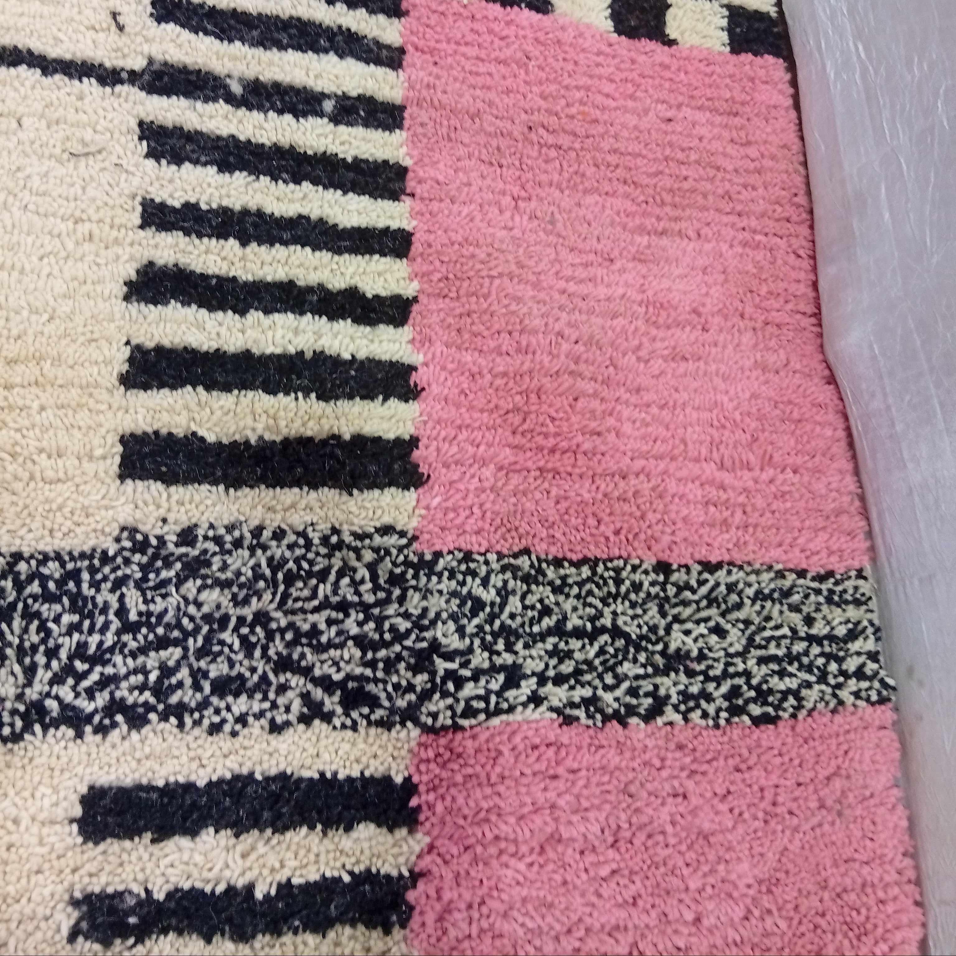 Custom Checkered Moroccan Wool Rug – Handmade Plush Berber Carpet for Living Room or Bedroom