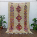 Handmade Moroccan Wool Rug, Berber Geometric Area Rug, Colorful Tribal Diamond Boho Carpet, Ivory Custom Rug