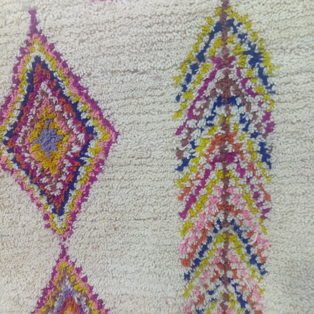 Handmade Moroccan Wool Rug, Berber Geometric Area Rug, Colorful Tribal Diamond Boho Carpet, Ivory Custom Rug