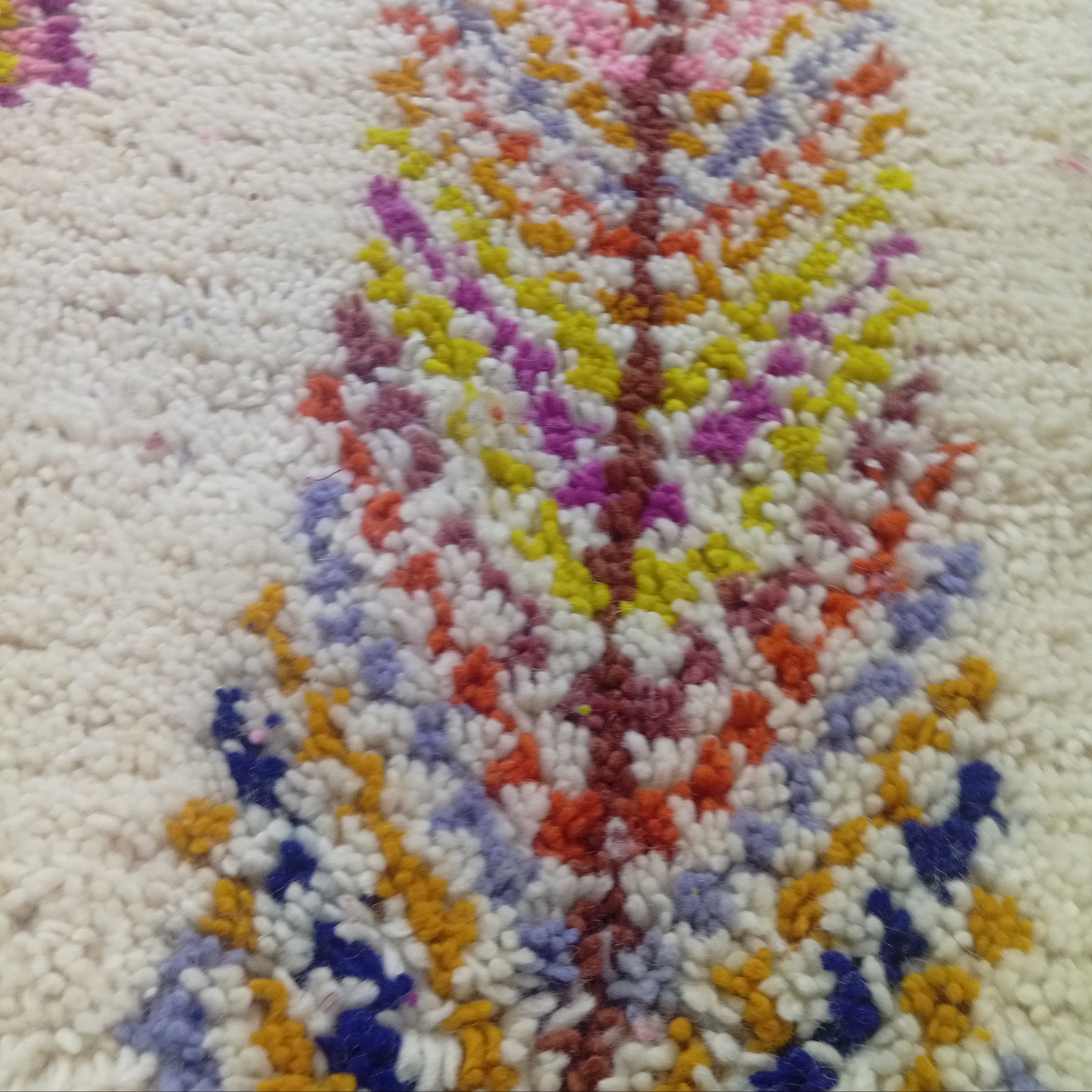 Handmade Moroccan Wool Rug, Berber Geometric Area Rug, Colorful Tribal Diamond Boho Carpet, Ivory Custom Rug