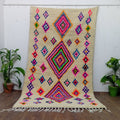 Custom Berber Rug - Ivory Rainbow Diamond Wool Rug | Made To Order