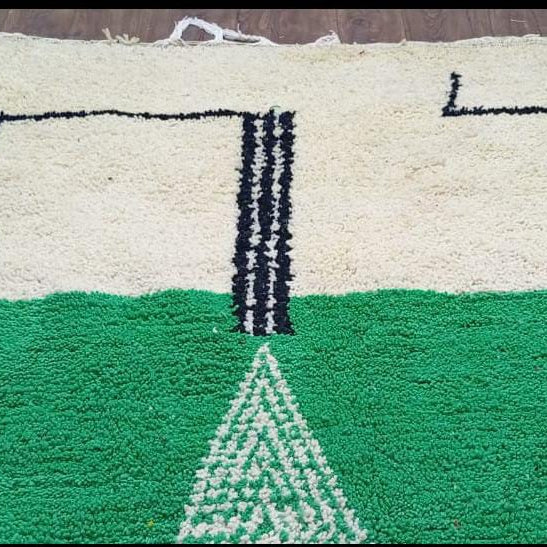 Custom Handmade Moroccan Rug, Made-to-Order Boujaad Wool Carpet, Green Geometric Berber Area Rug, Boho Statement Decor