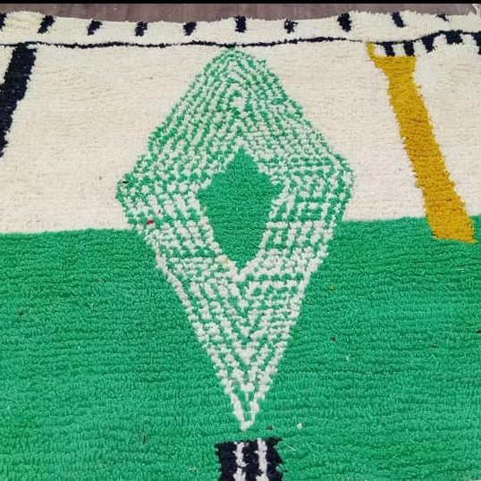 Custom Handmade Moroccan Rug, Made-to-Order Boujaad Wool Carpet, Green Geometric Berber Area Rug, Boho Statement Decor