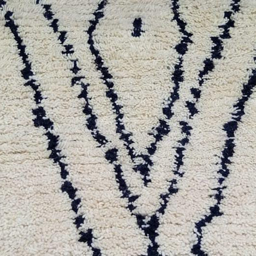 Ivory & Black Moroccan Runner Rug – Handmade Berber Hallway Rug, Minimalist Beni Ourain Style Wool Runner, Custom Moroccan Carpet