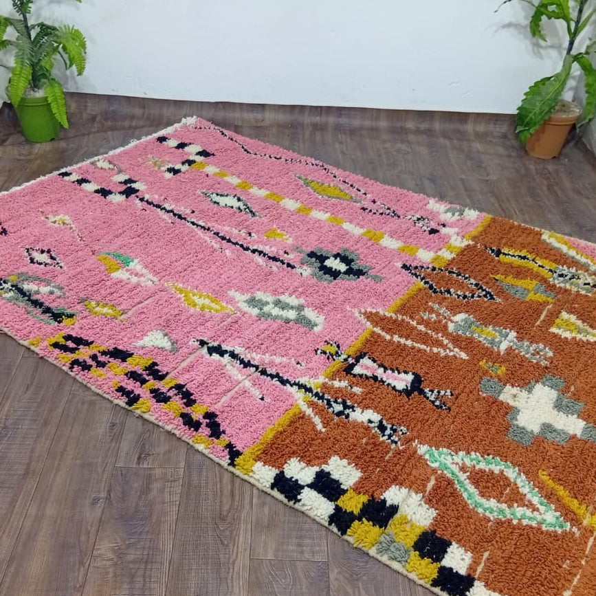 Handmade Moroccan Berber Rug – Pink & Terracotta Tribal Design | Custom Wool Statement Rug