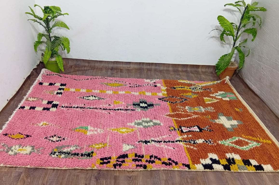Handmade Moroccan Berber Rug – Pink & Terracotta Tribal Design | Custom Wool Statement Rug