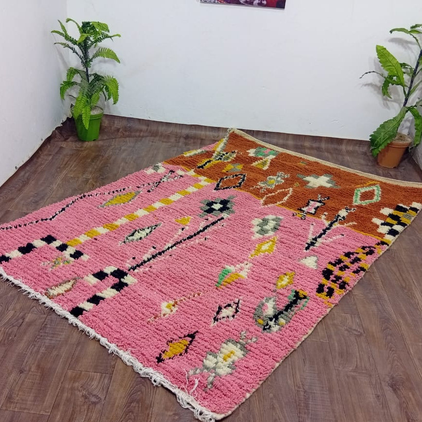 Handmade Moroccan Berber Rug – Pink & Terracotta Tribal Design | Custom Wool Statement Rug