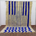 Custom Blue & White Moroccan Rug – Handmade Wool Berber