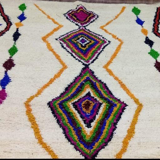Handmade Moroccan Berber Rug, Colorful Diamond Wool Rug, Custom Boho Area Carpet.
