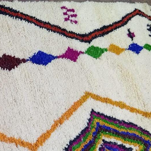 Handmade Moroccan Berber Rug, Colorful Diamond Wool Rug, Custom Boho Area Carpet.