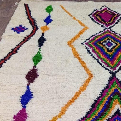 Handmade Moroccan Berber Rug, Colorful Diamond Wool Rug, Custom Boho Area Carpet.