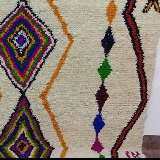 Handmade Moroccan Berber Rug, Colorful Diamond Wool Rug, Custom Boho Area Carpet.