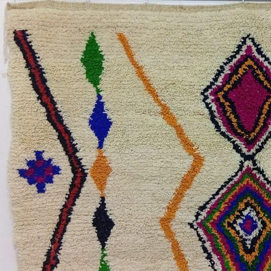Handmade Moroccan Berber Rug, Colorful Diamond Wool Rug, Custom Boho Area Carpet.