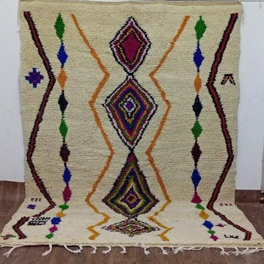 Handmade Moroccan Berber Rug, Colorful Diamond Wool Rug, Custom Boho Area Carpet.
