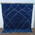 Custom Blue Moroccan Diamond Rug – Handmade Berber Wool