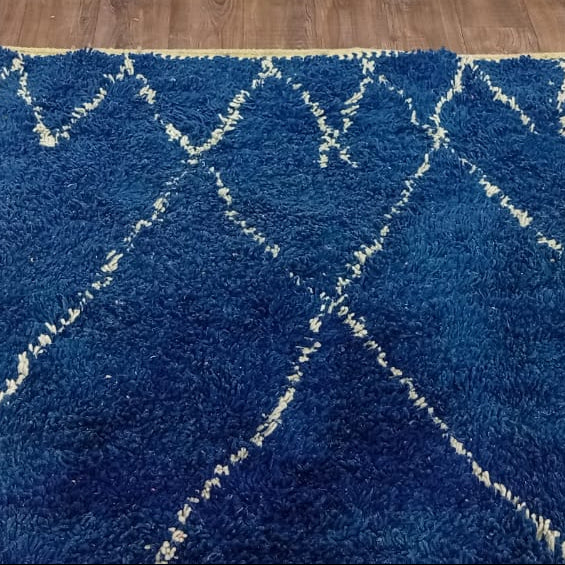 Custom Blue Moroccan Diamond Rug – Handmade Berber Wool