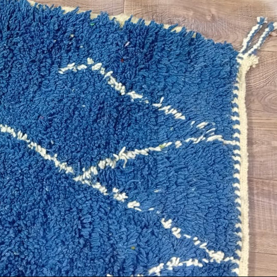 Custom Blue Moroccan Diamond Rug – Handmade Berber Wool
