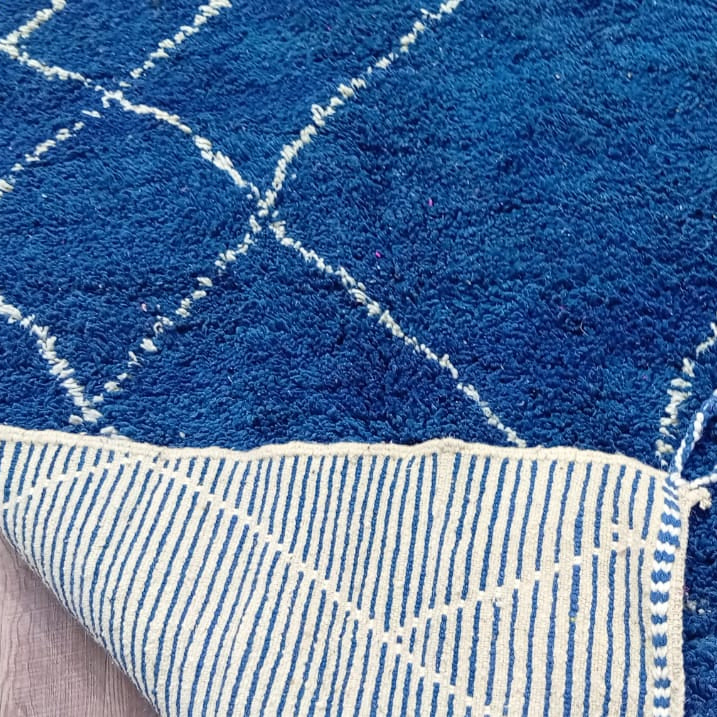 Custom Blue Moroccan Diamond Rug – Handmade Berber Wool