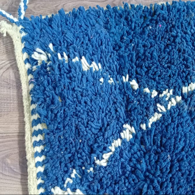 Custom Blue Moroccan Diamond Rug – Handmade Berber Wool