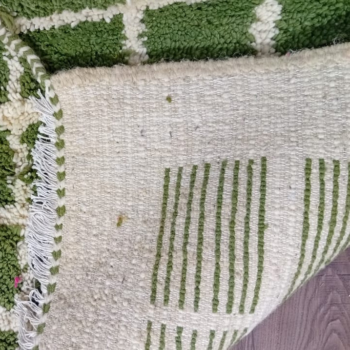 Handmade Custom Berber Grid Rug in Olive & Moss Green