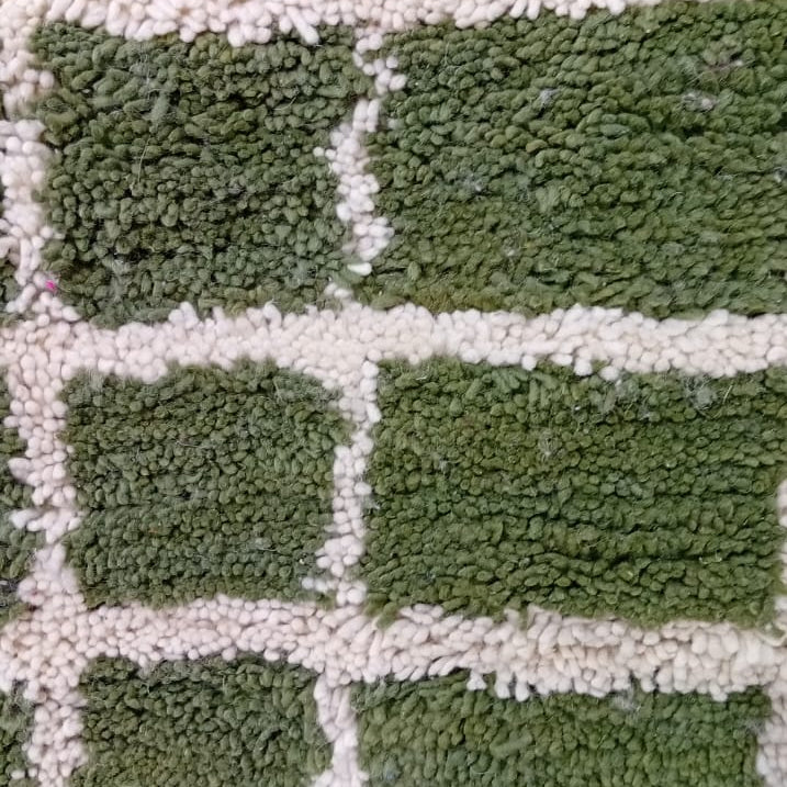 Handmade Custom Berber Grid Rug in Olive & Moss Green